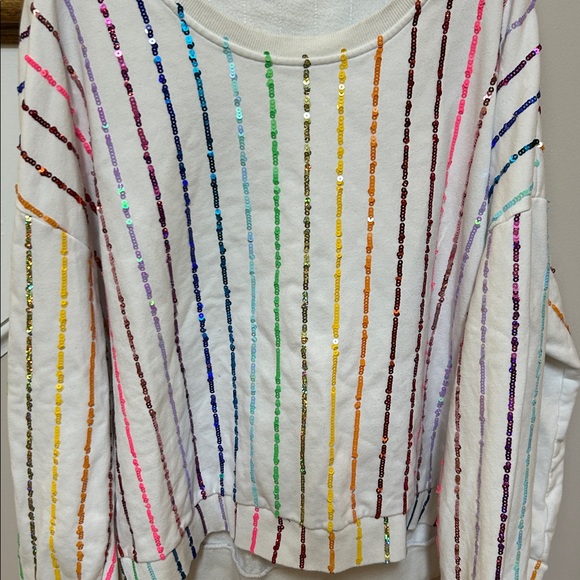 Queen of Sparkles SET XL Multi Sequin Sweatshirt and shorts set - Picture 7 of 16